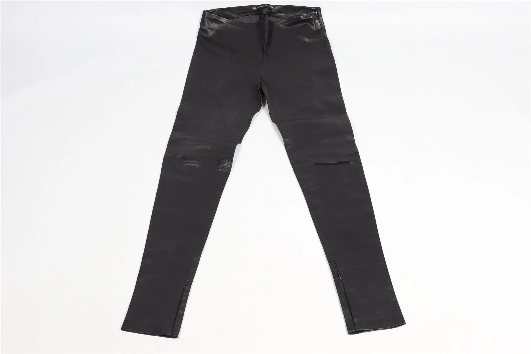 BALENCIAGA NAVY LEATHER SKINNY PANTS FR 38 UK 10 - Image 3