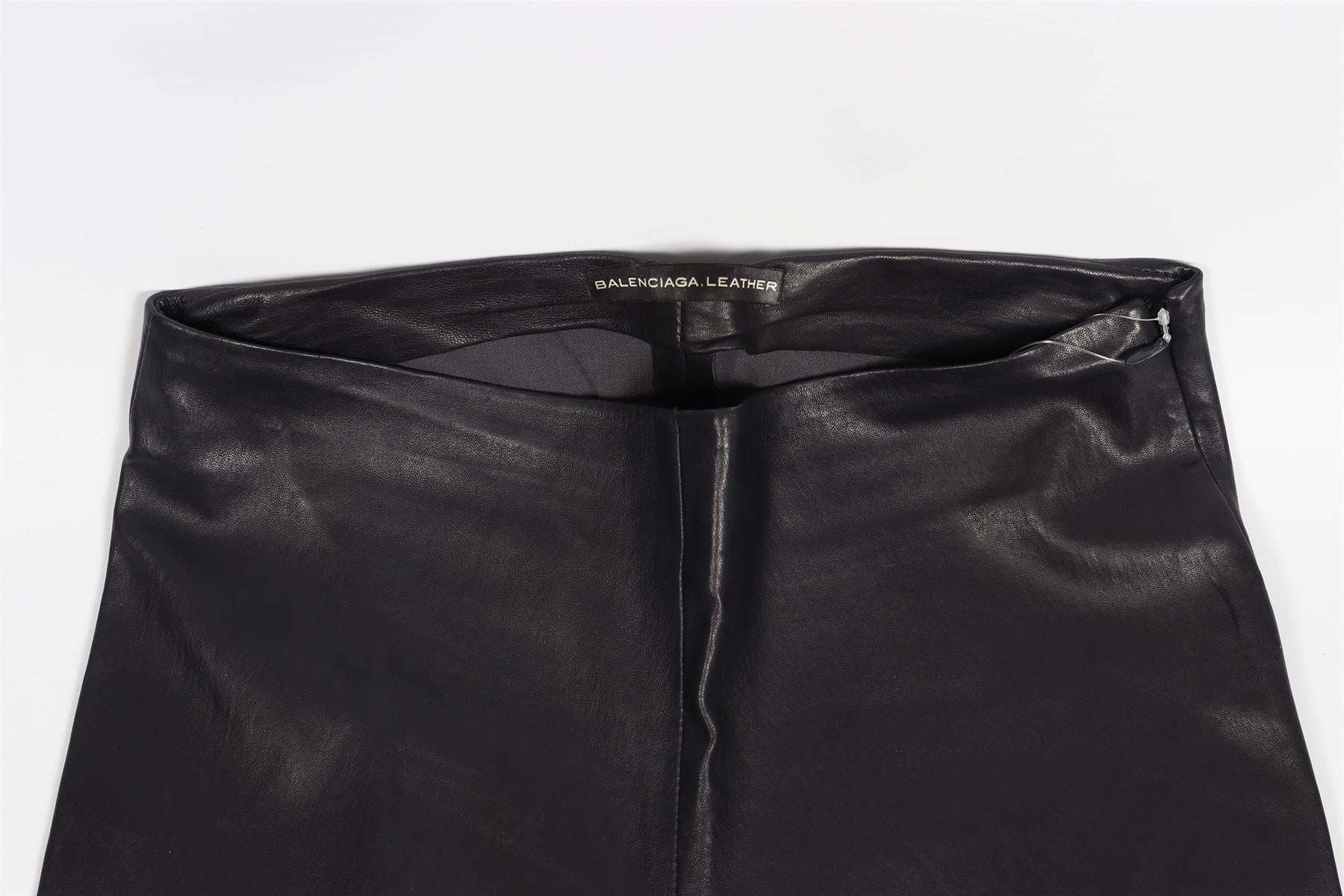 BALENCIAGA NAVY LEATHER SKINNY PANTS FR 38 UK 10 - Image 4