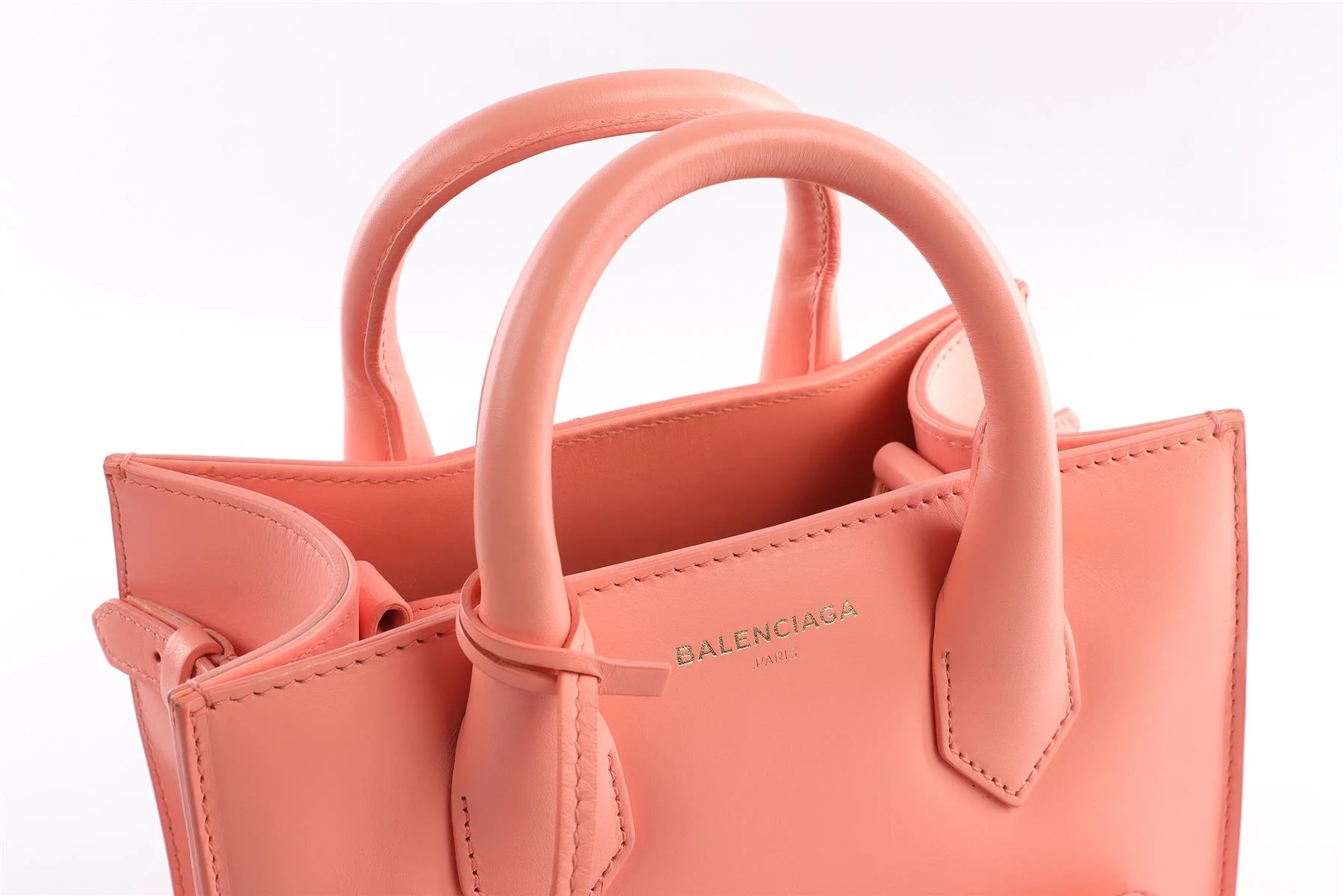 BALENCIAGA PINK PADLOCK ALL AFTERNOON MINI LEATHER TOTE BAG - Image 9