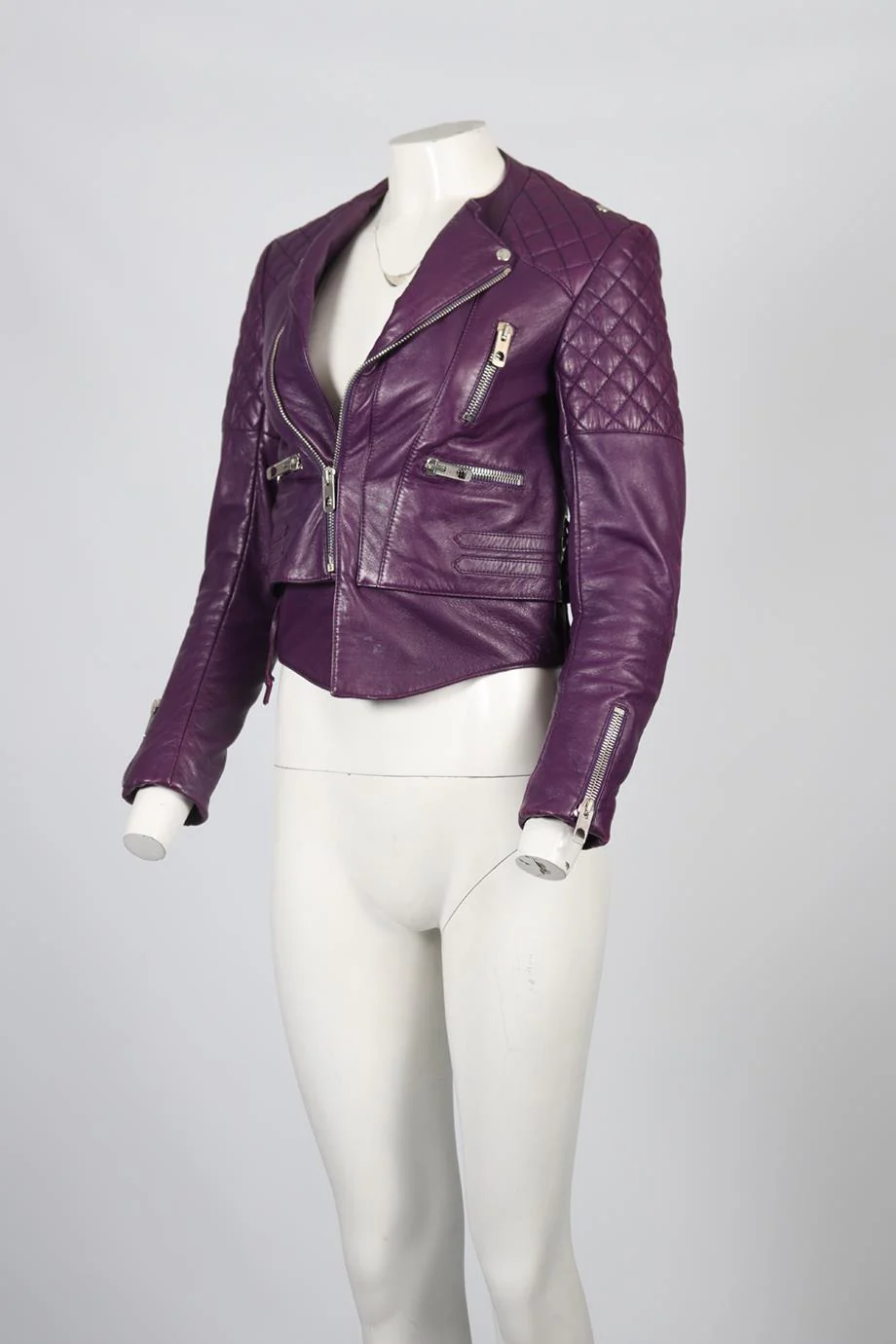 BALENCIAGA QUILTED LEATHER JACKET FR 36 UK 8 - Image 3