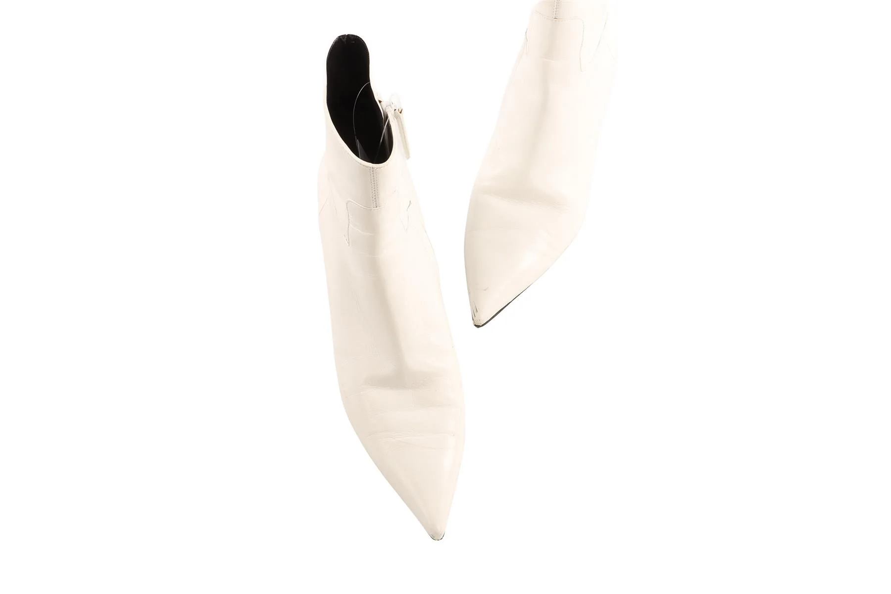 BALENCIAGA WHITE LEATHER ANKLE BOOTS EU 38 UK 5 - Image 4