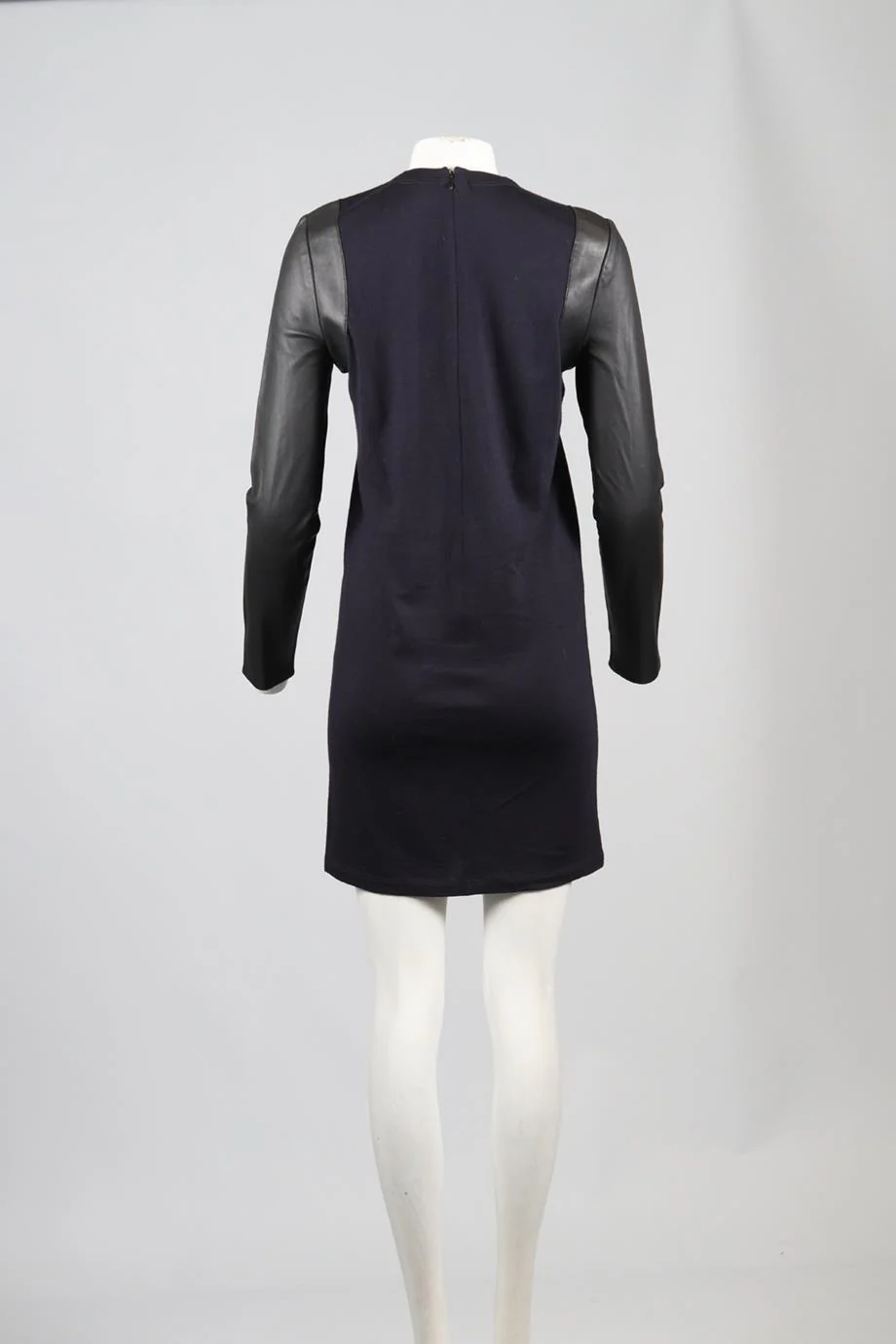 BALENCIAGA WOOL AND LEATHER MINI DRESS FR 38 UK 10 - Image 4