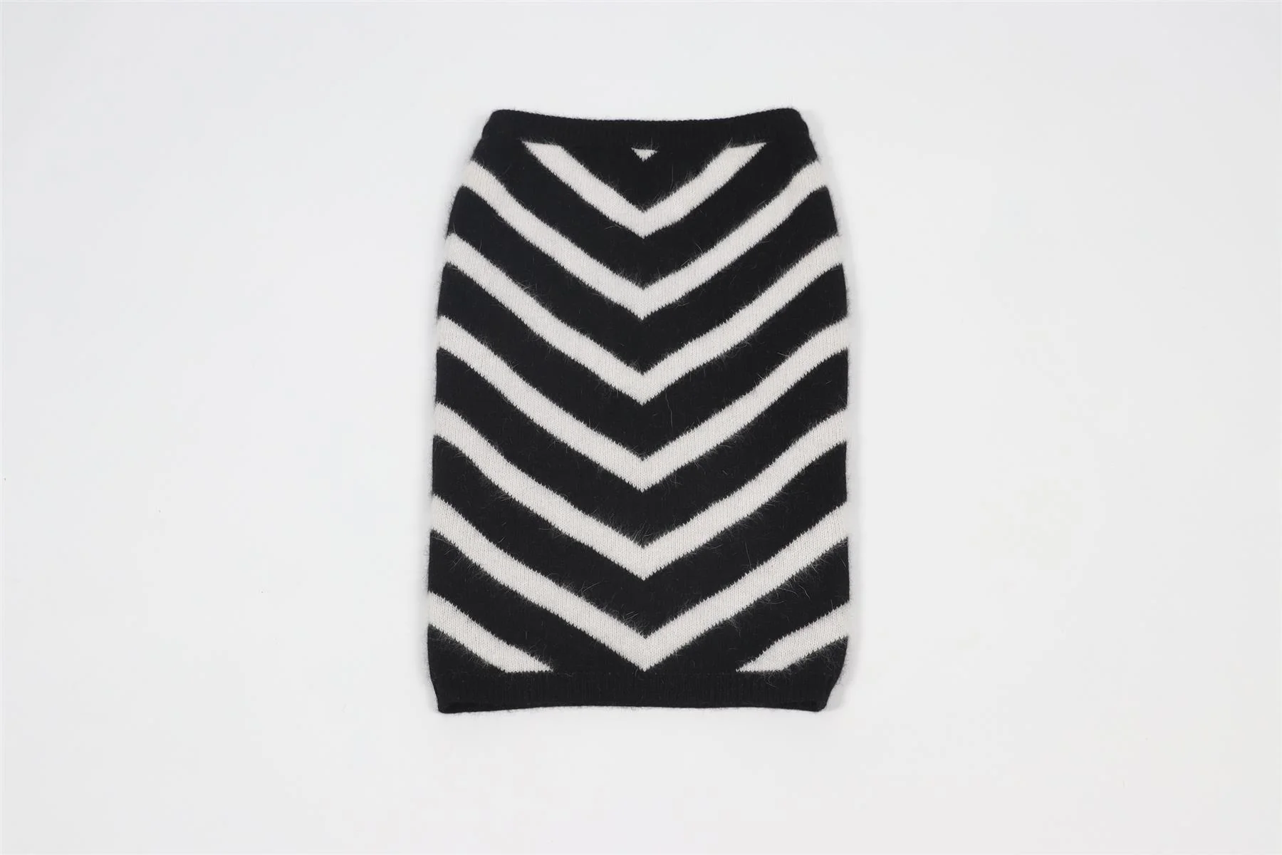 BALMAIN BLACK AND WHITE ANGORA BLEND MIDI SKIRT FR 36 UK 8 - Image 2