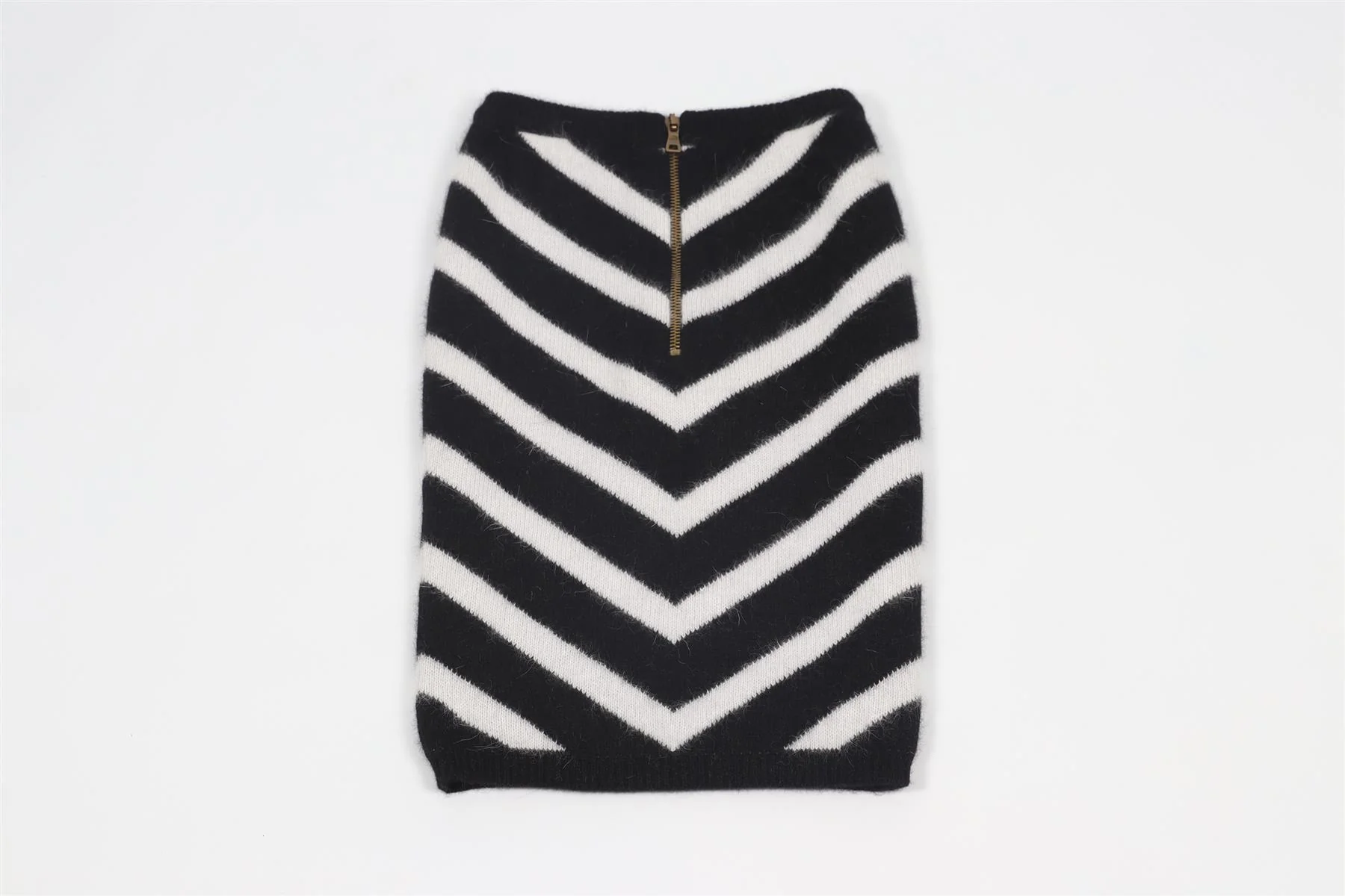 BALMAIN BLACK AND WHITE ANGORA BLEND MIDI SKIRT FR 36 UK 8 - Image 4