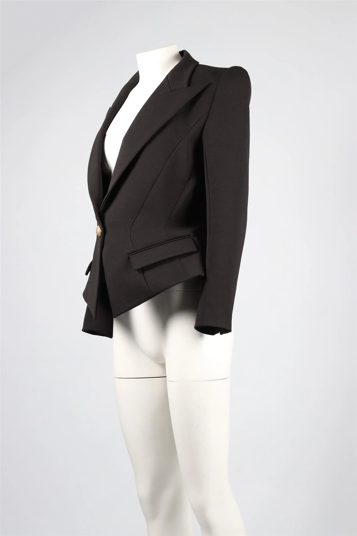 BALMAIN BLACK COTTON BLEND BLAZER FR 44 UK 16 - Image 3