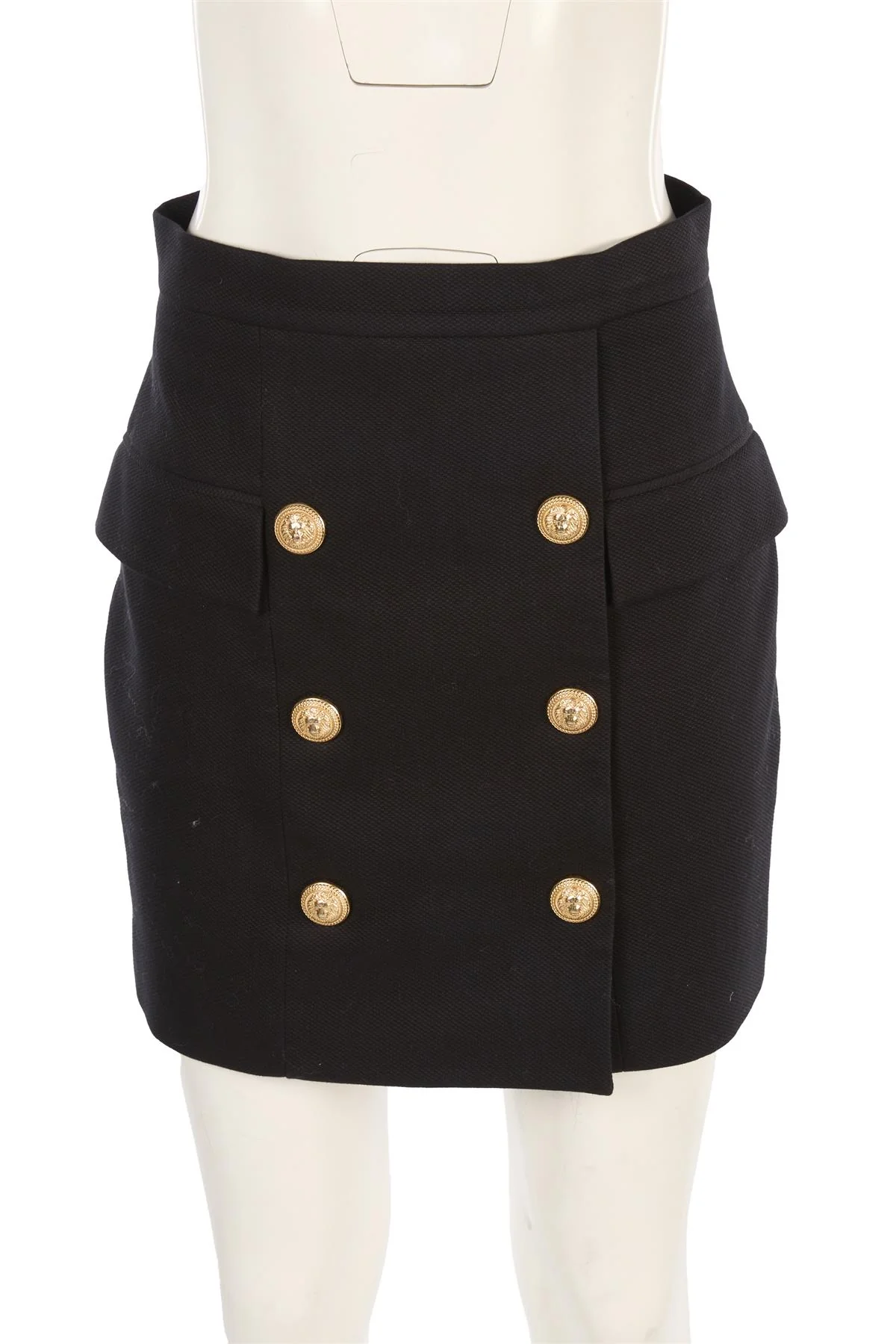 BALMAIN BLACK COTTON MINI SKIRT FR 40 UK 12 - Image 2