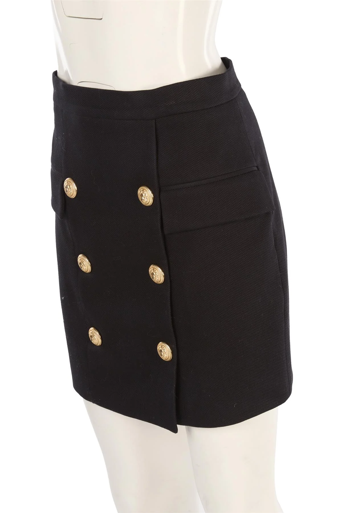 BALMAIN BLACK COTTON MINI SKIRT FR 40 UK 12 - Image 3