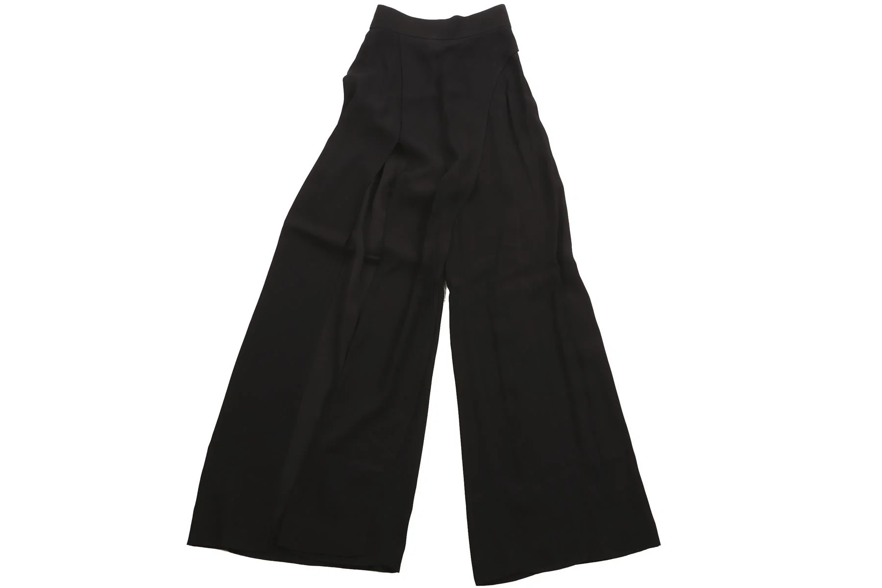 BALMAIN BLACK CREPE WIDE LEG PANTS FR 36 UK 8 - Image 2