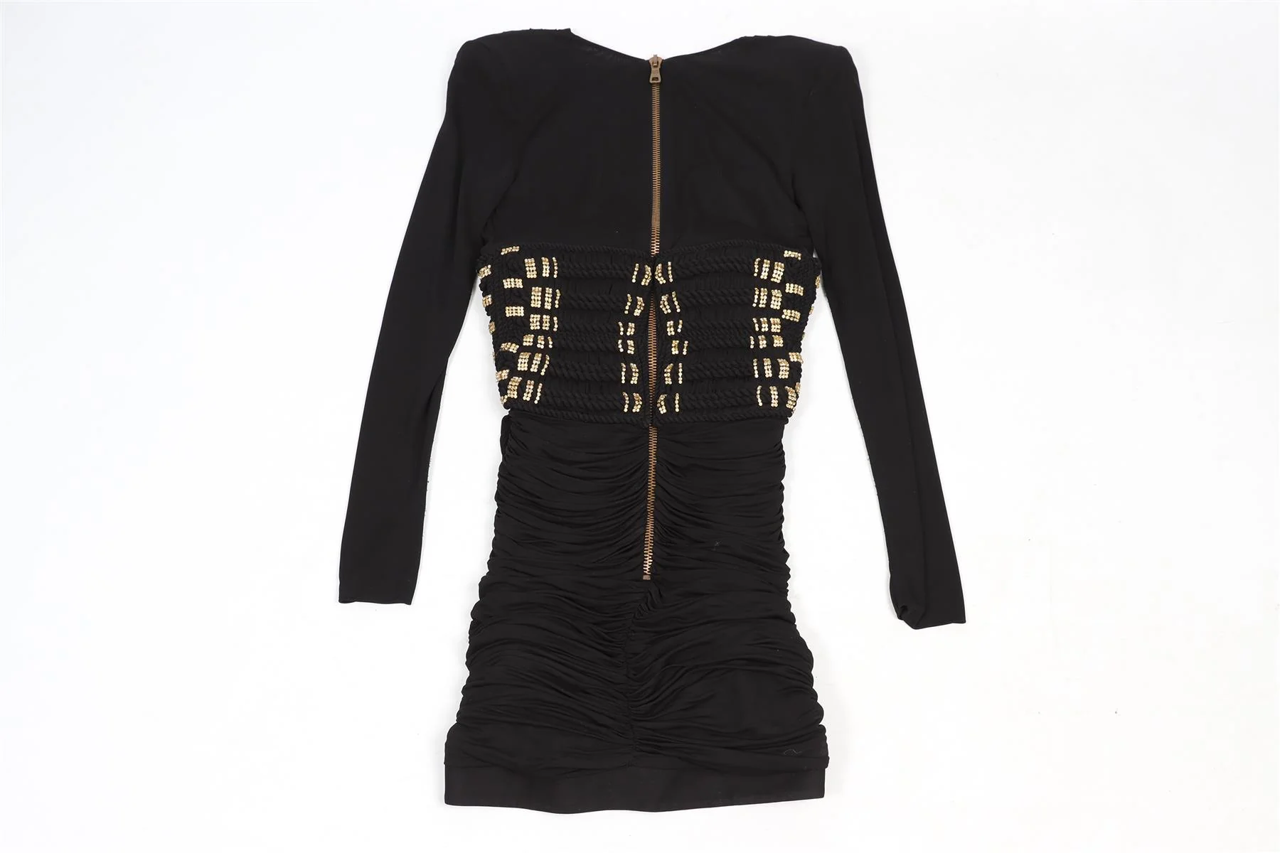 BALMAIN BLACK CRYSTAL AND JERSEY MINI DRESS FR 36 UK 8 - Image 4