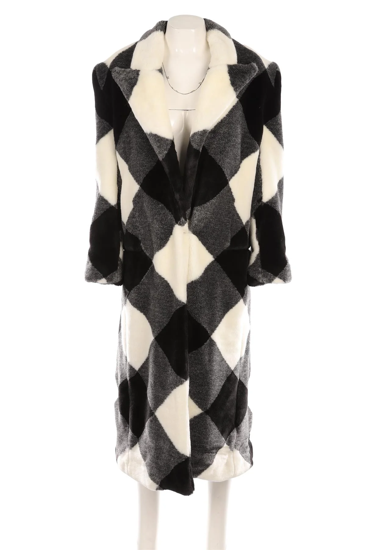 BALMAIN BLACK FAUX FUR COAT FR 36 UK 8 - Image 2