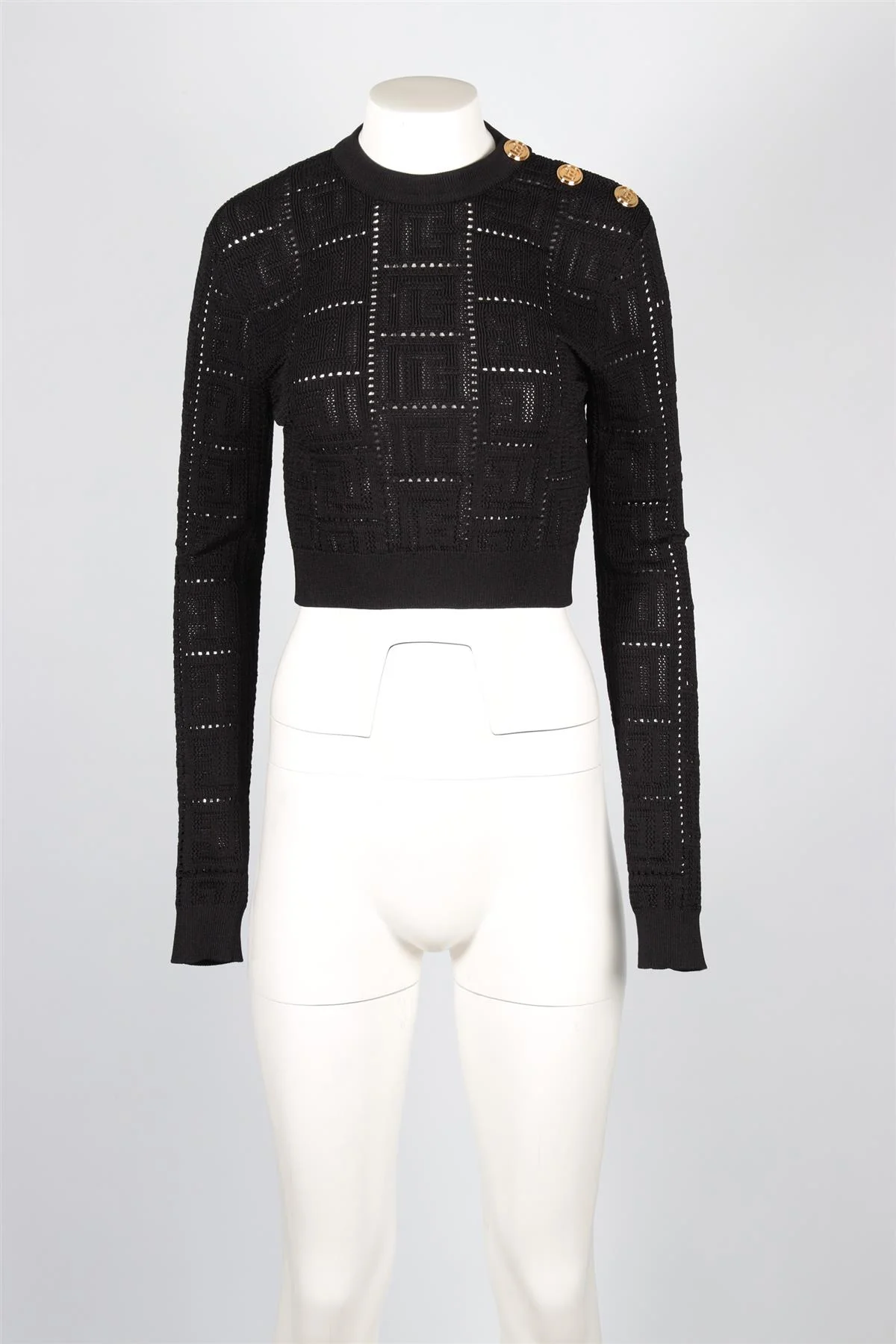 BALMAIN BLACK KNIT SWEATER FR 36 UK 8 - Image 2
