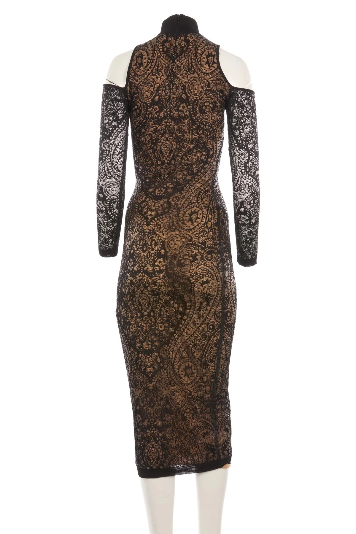 BALMAIN BLACK LACE MAXI DRESS FR 36 UK 8 - Image 4