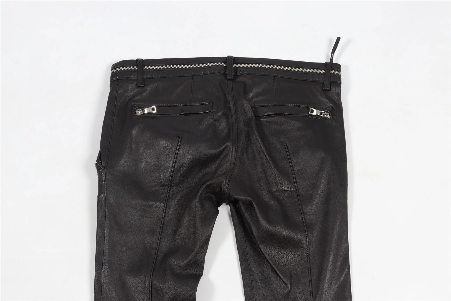 BALMAIN BLACK LEATHER SKINNY PANTS FR 38 UK 10 - Image 5