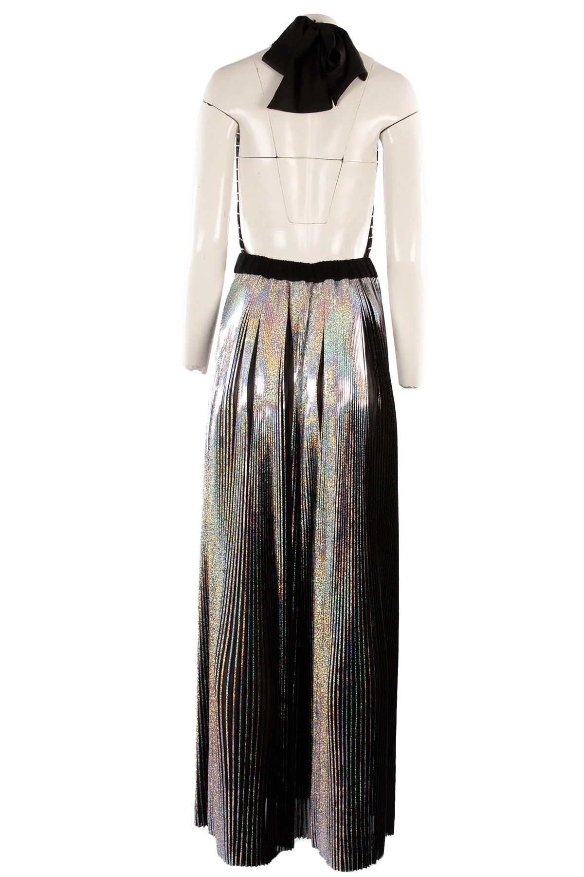 BALMAIN BLACK SATIN MAXI DRESS SMALL - Image 3