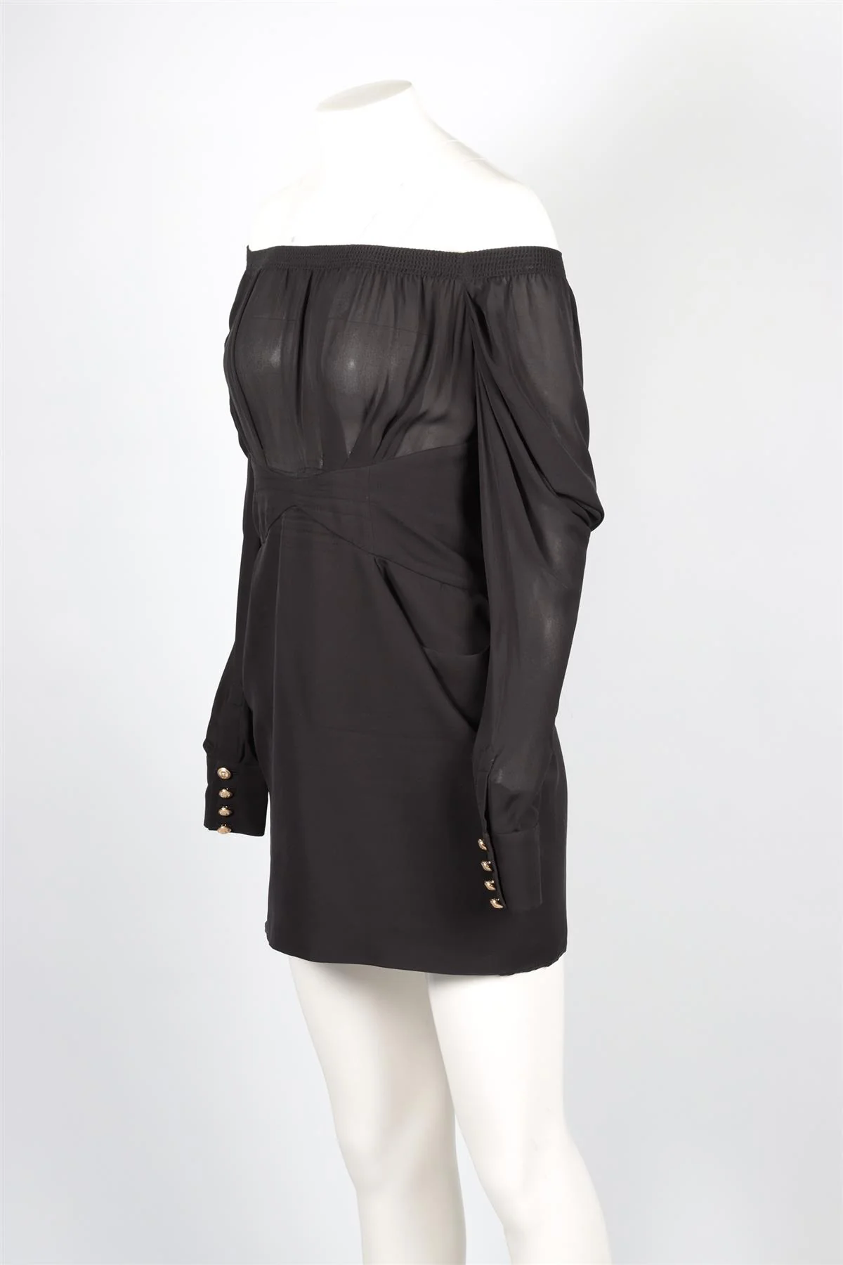 BALMAIN BLACK SILK MINI DRESS FR 38 UK 10 - Image 3