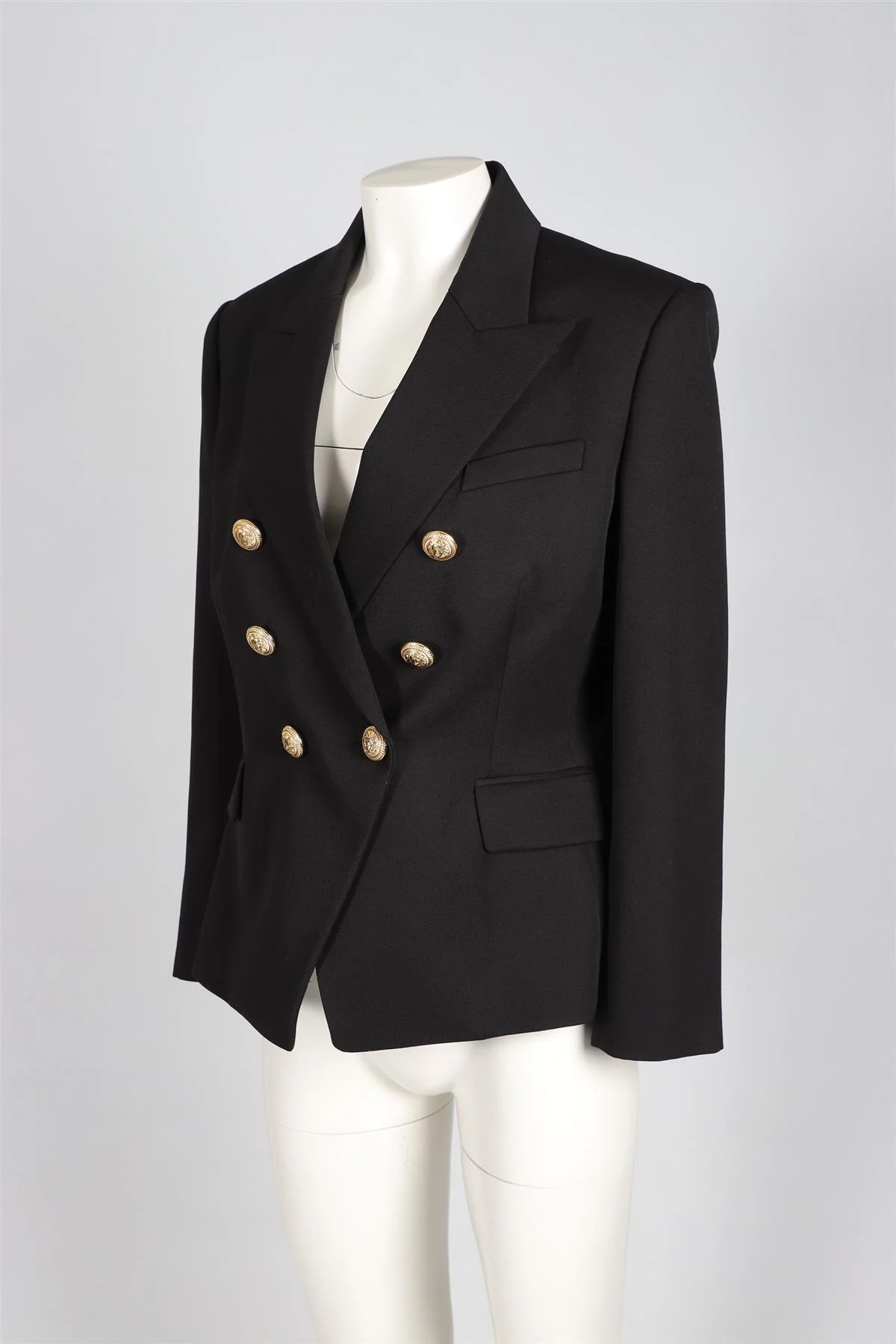BALMAIN BLACK WOOL BLAZER FR 46 UK 18 - Image 3