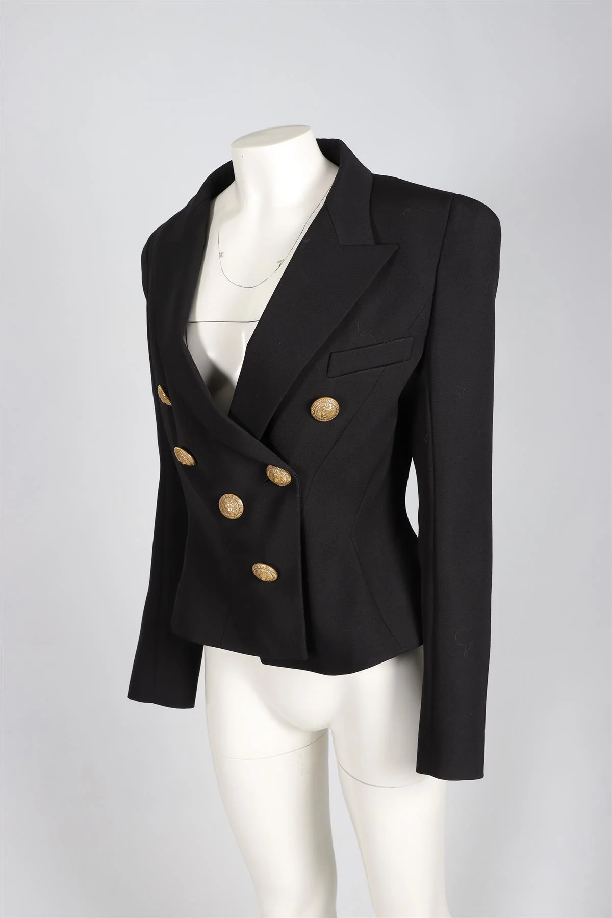 BALMAIN BLACK WOOL BLAZER FR 46 UK 18 - Image 3