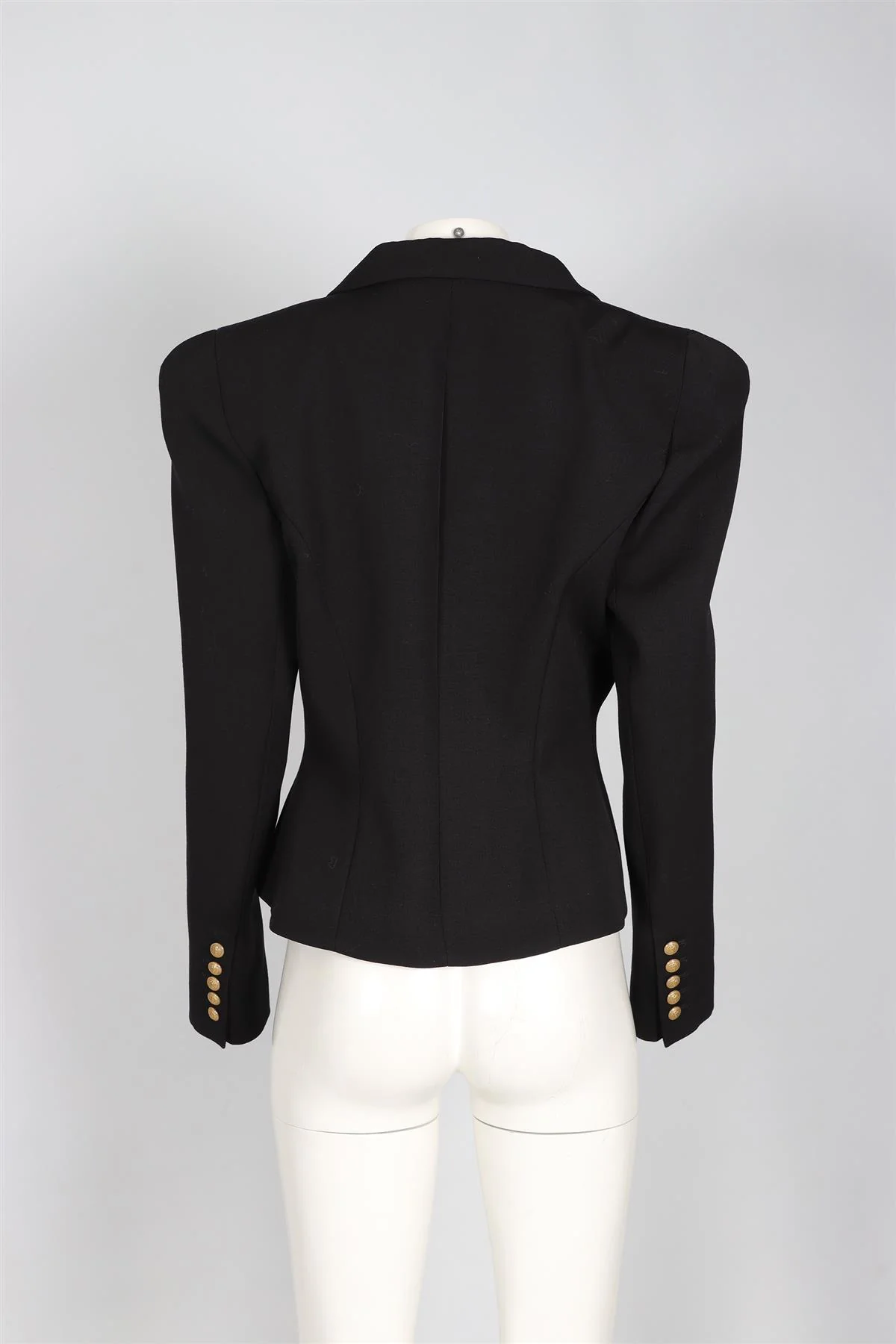 BALMAIN BLACK WOOL BLAZER FR 46 UK 18 - Image 4