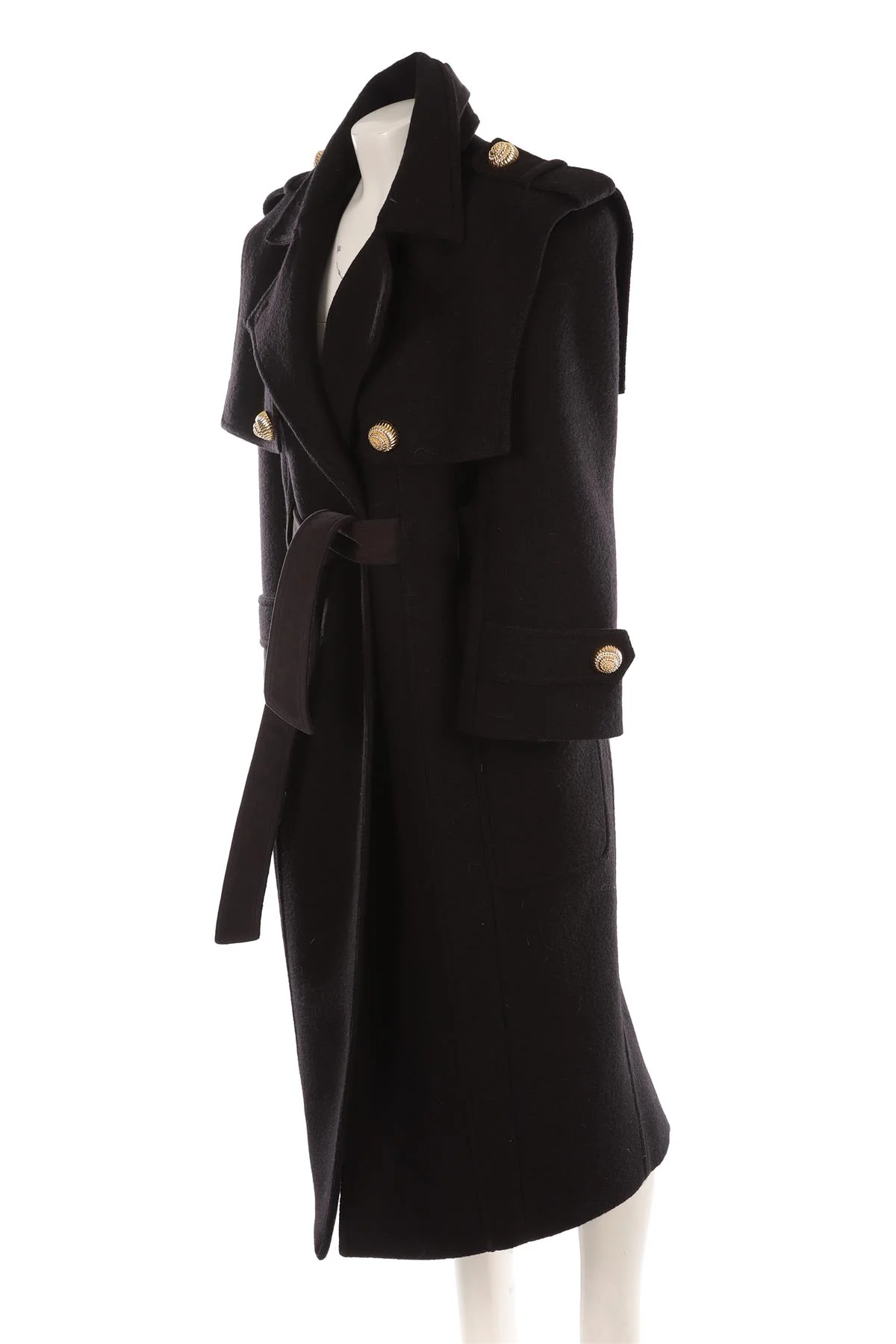 BALMAIN BLACK WOOL COAT FR 36 UK 8 - Image 3