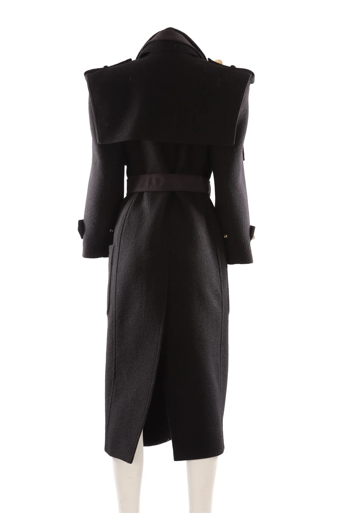 BALMAIN BLACK WOOL COAT FR 36 UK 8 - Image 4