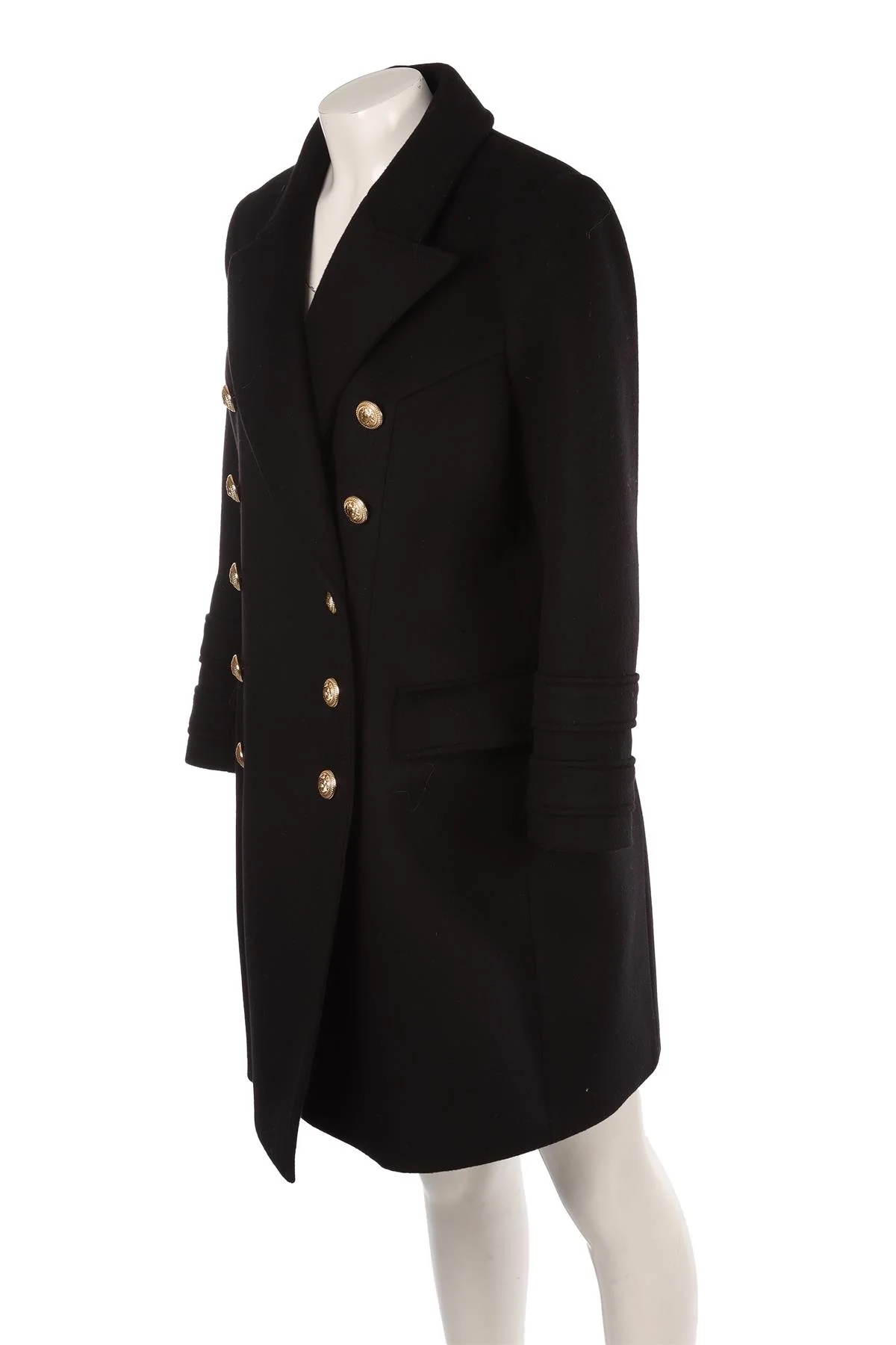 BALMAIN BLACK WOOL COAT FR 46 UK 16 - Image 3