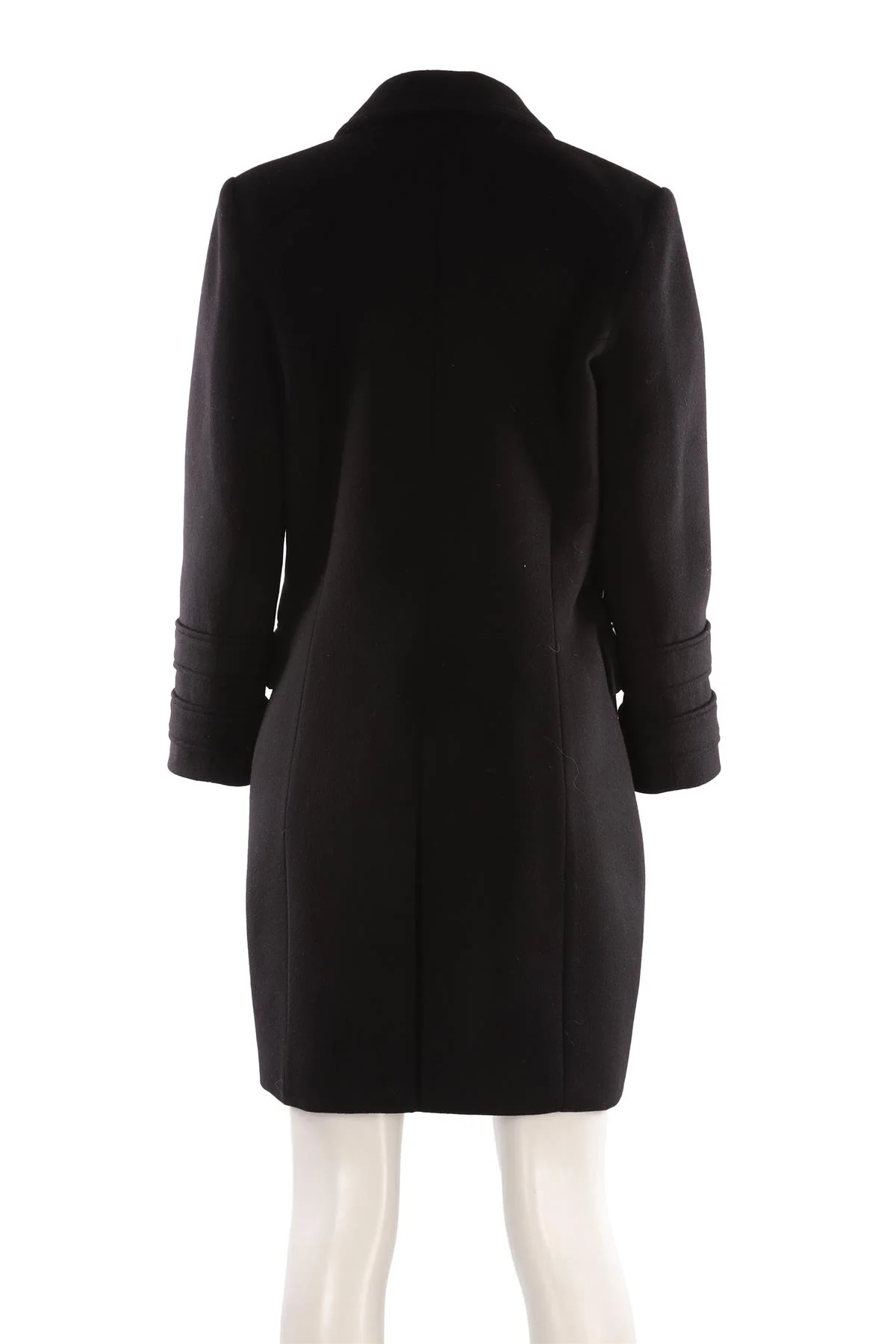 BALMAIN BLACK WOOL COAT FR 46 UK 16 - Image 4