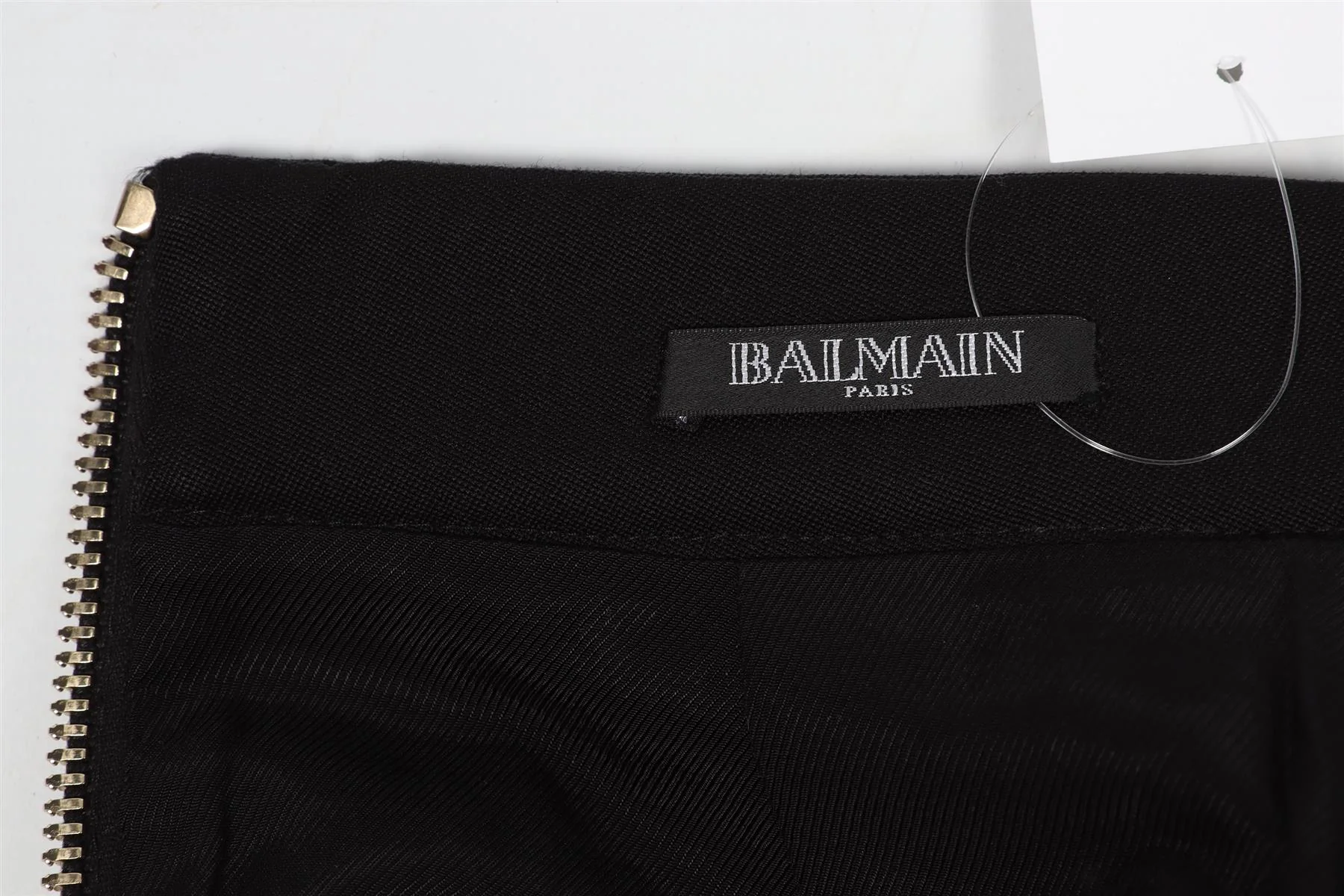 BALMAIN BLACK WOOL MINI SKIRT IT 36 UK 4 - Image 6