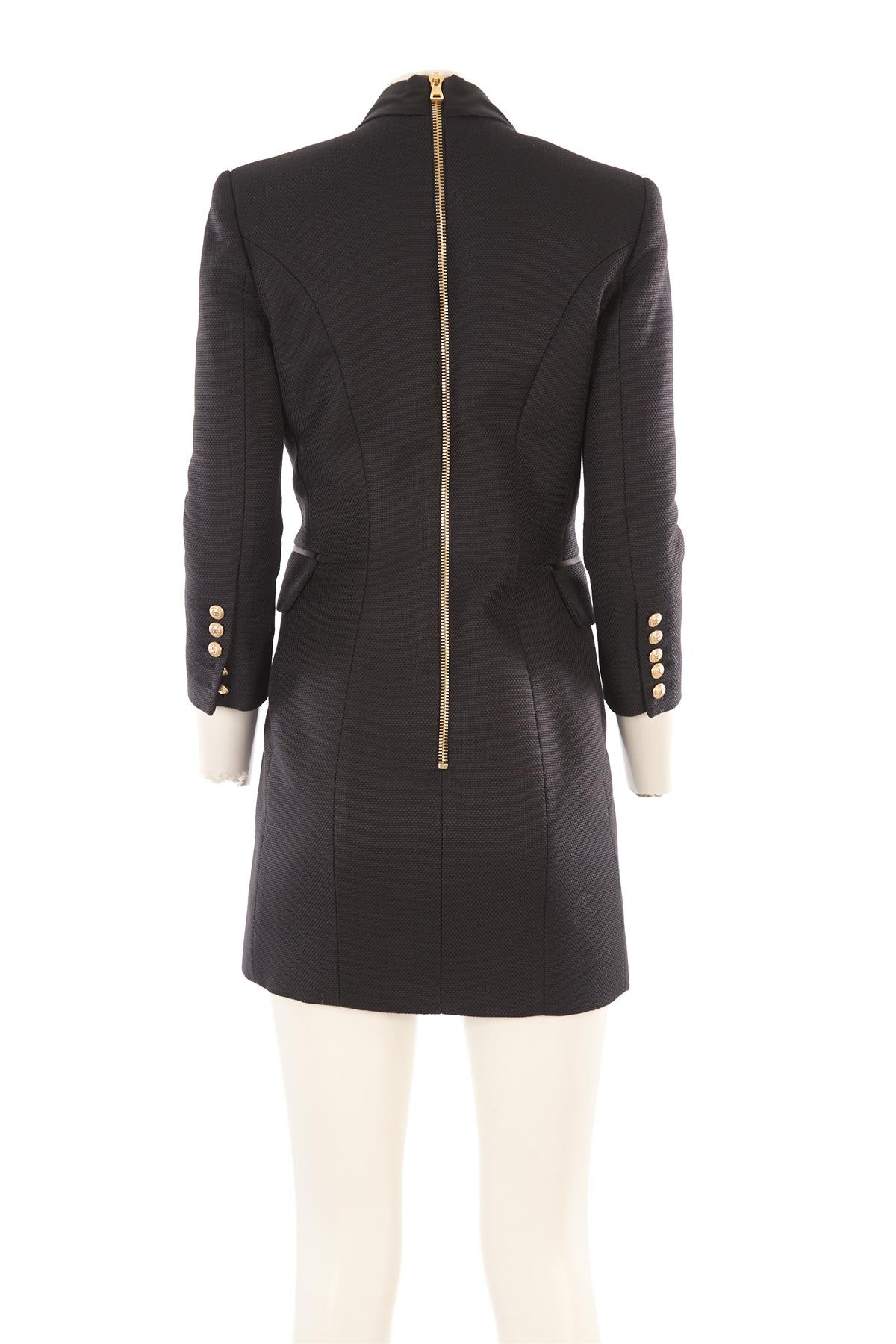 BALMAIN BLACK WOVEN MINI DRESS FR 40 UK 12 - Image 4