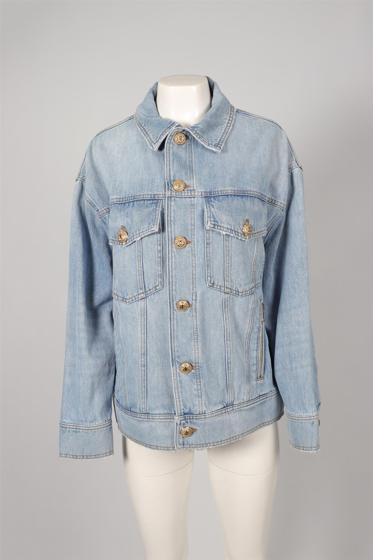 BALMAIN BLUE DENIM JACKET FR 34 UK 6 - Image 2