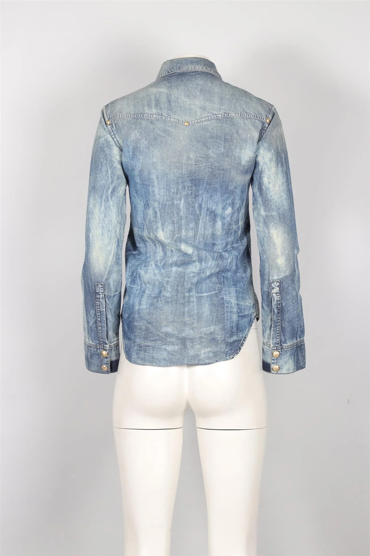 BALMAIN BLUE DENIM SHIRT FR 36 UK 8 - Image 4