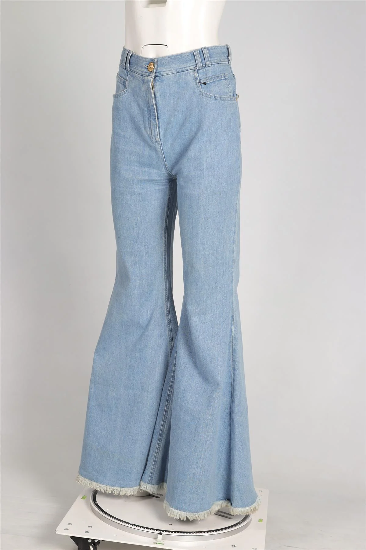 BALMAIN BLUE HIGH RISE FLARED JEANS FR 40 UK 12 - Image 3