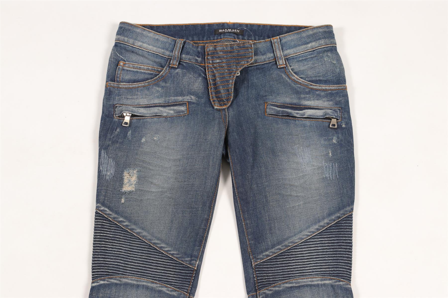 BALMAIN BLUE LOW RISE FLARED JEANS FR 34 UK 6 - Image 3