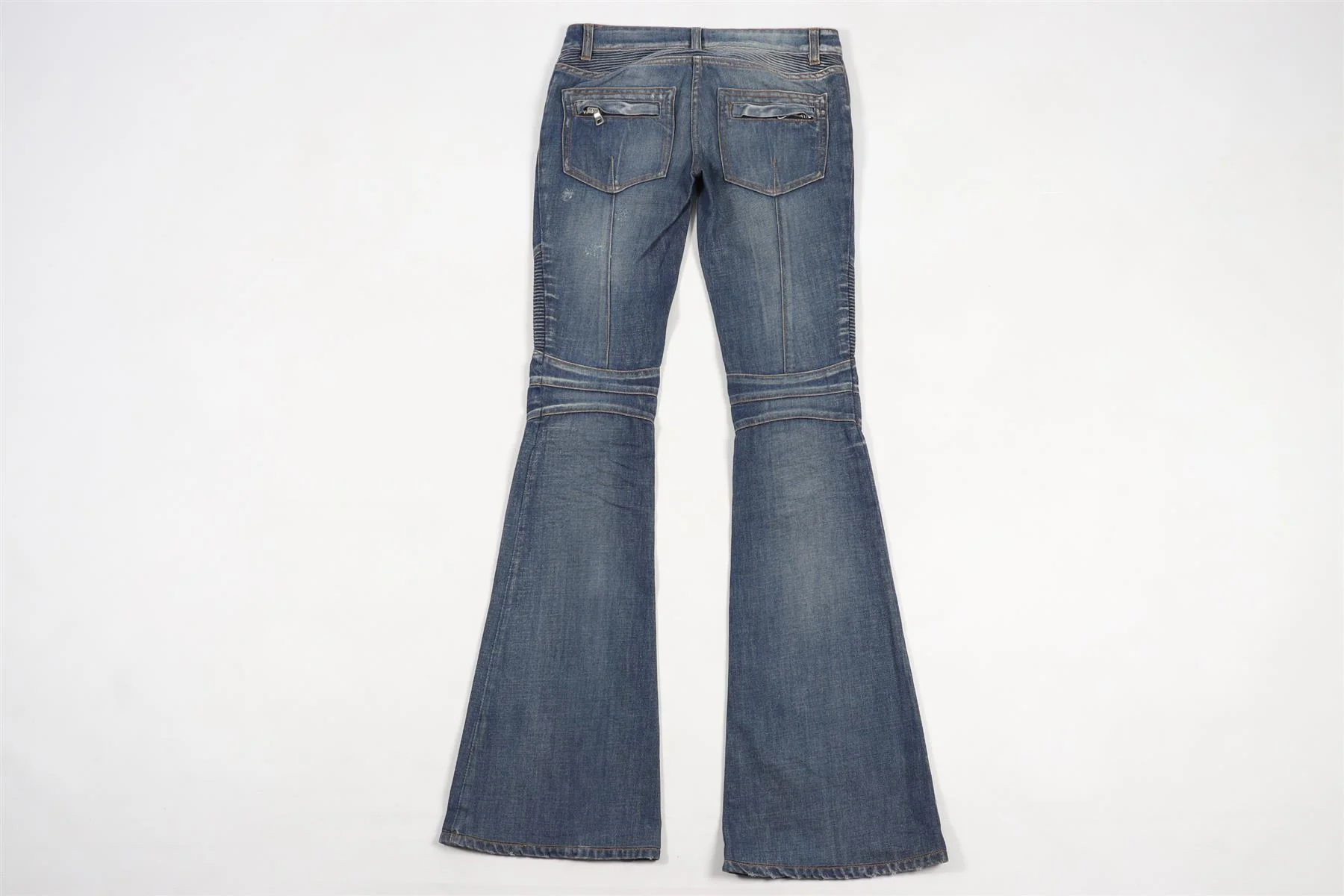 BALMAIN BLUE LOW RISE FLARED JEANS FR 34 UK 6 - Image 4