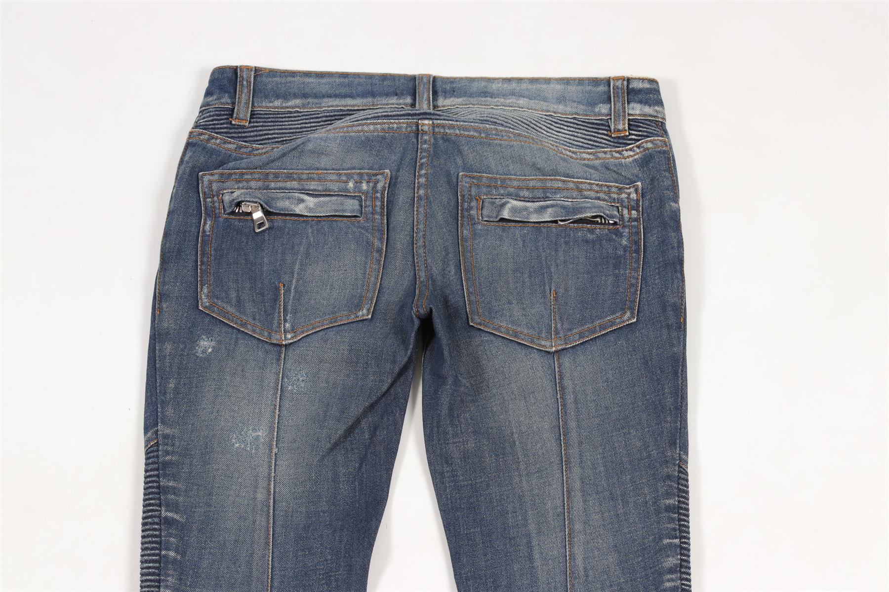 BALMAIN BLUE LOW RISE FLARED JEANS FR 34 UK 6 - Image 5