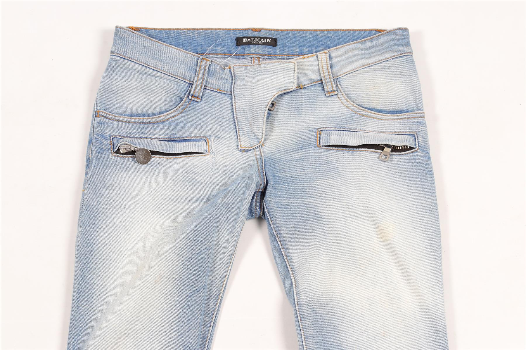 BALMAIN BLUE LOW RISE SKINNY JEANS FR 34 UK 6 - Image 3