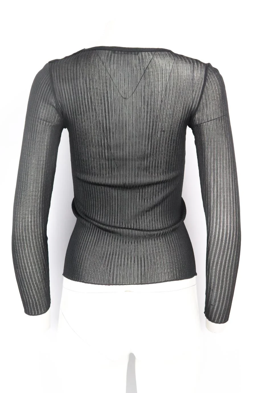 BALMAIN BUTTON EMBELLISHED RIBBED KNIT TOP XSMALL - Image 4