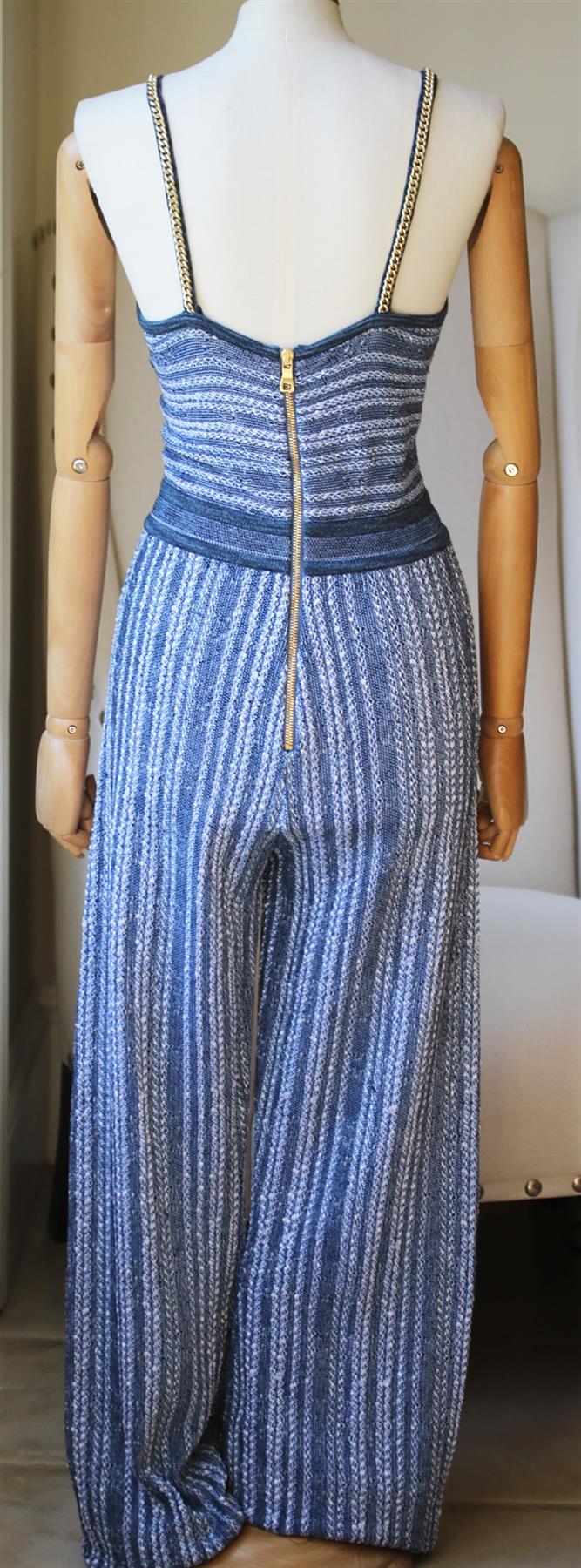 BALMAIN CHAIN TRIMMED STRETCH KNIT JUMPSUIT FR 40 UK 12 - Image 11