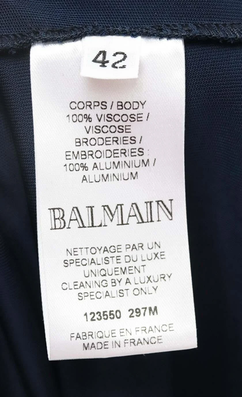 BALMAIN CHAIN TRIMMED WRAP EFFECT JERSEY GOWN FR 42 UK 14 - Image 6