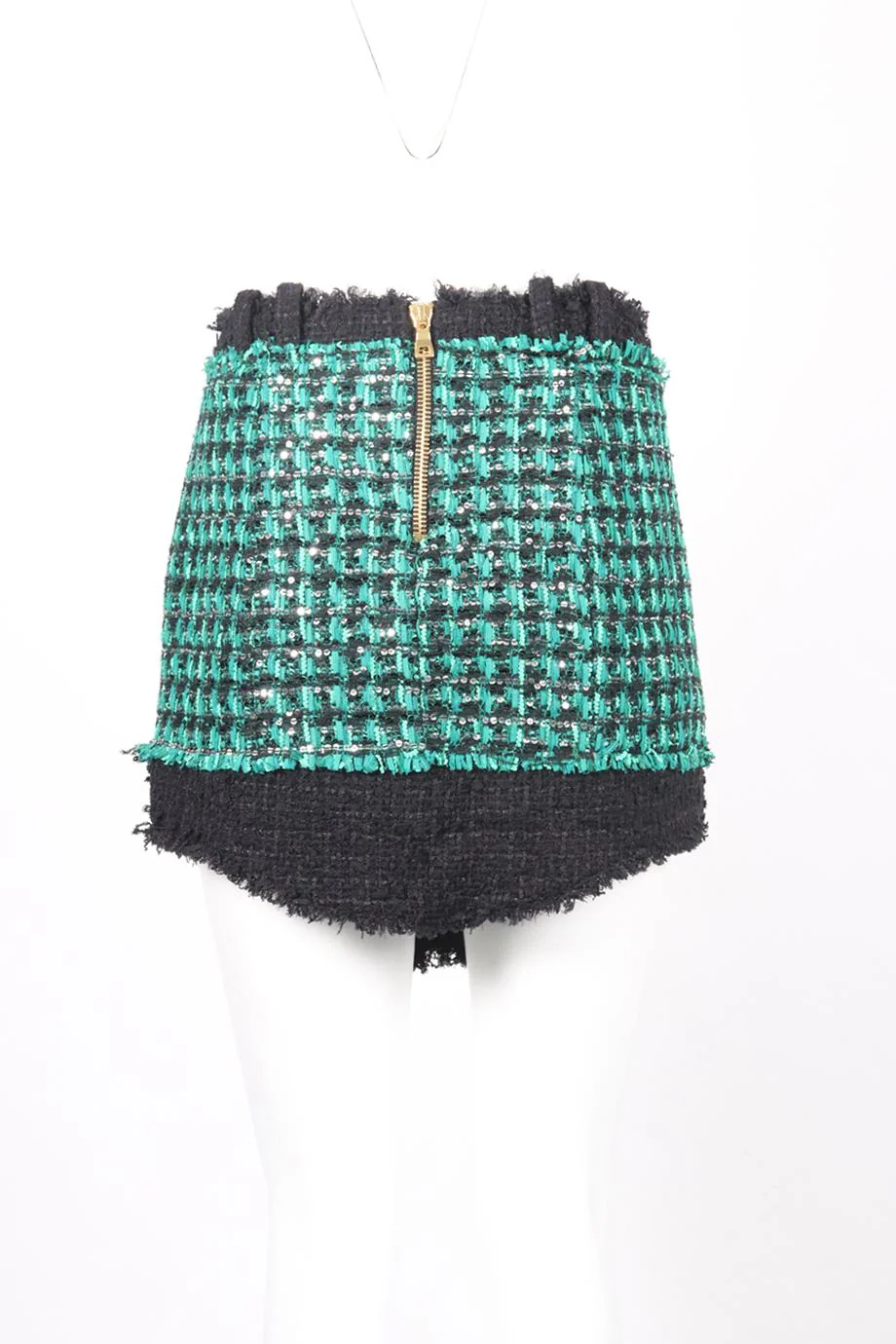 BALMAIN CHECKED COTTON BLEND MINI SKIRT FR 42 UK 14 - Image 4