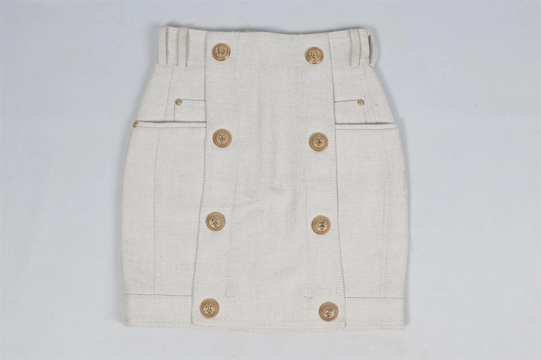 BALMAIN COTTON AND LINEN BLEND MINI SKIRT FR 36 UK 8 - Image 2
