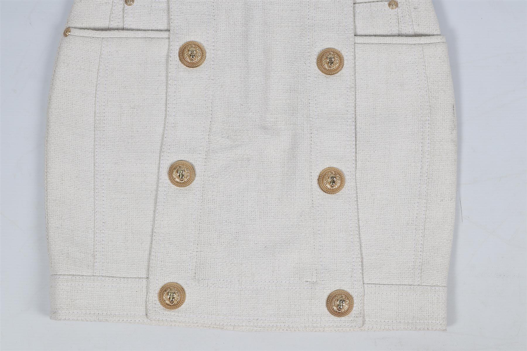BALMAIN COTTON AND LINEN BLEND MINI SKIRT FR 36 UK 8 - Image 3