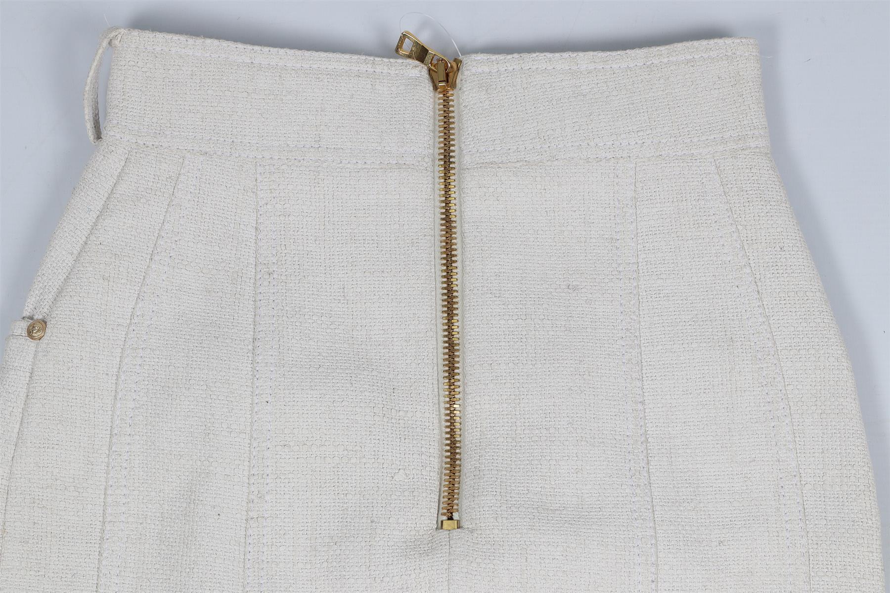 BALMAIN COTTON AND LINEN BLEND MINI SKIRT FR 36 UK 8 - Image 5