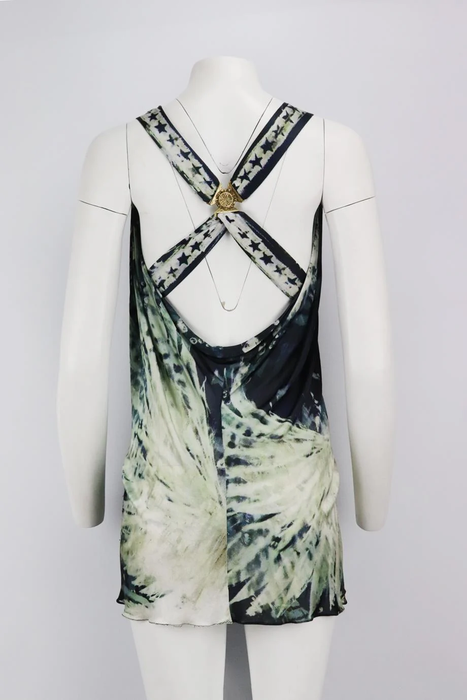 BALMAIN DRAPED PRINTED JERSEY MINI DRESS FR 36 UK 8 - Image 4