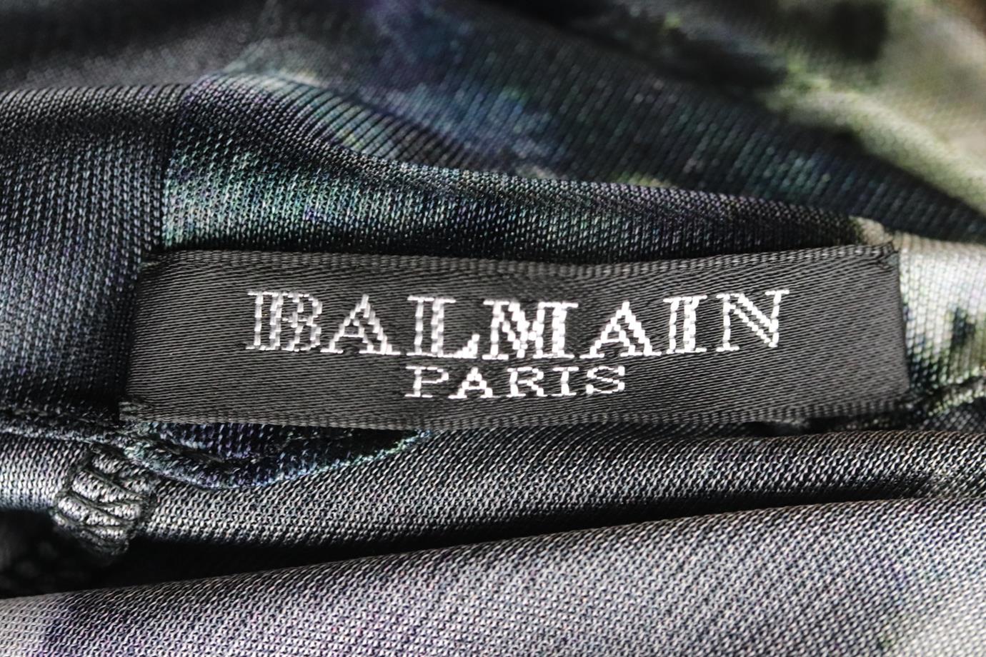 BALMAIN DRAPED PRINTED JERSEY MINI DRESS FR 36 UK 8 - Image 8