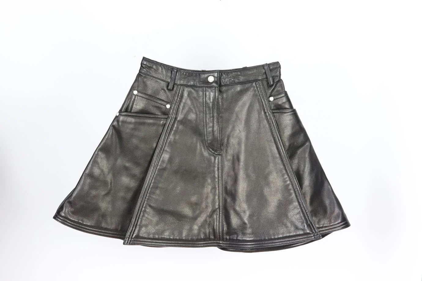 BALMAIN EMBELLISHED PLEATED LEATHER MINI SKIRT FR 36 UK 8 - Image 2