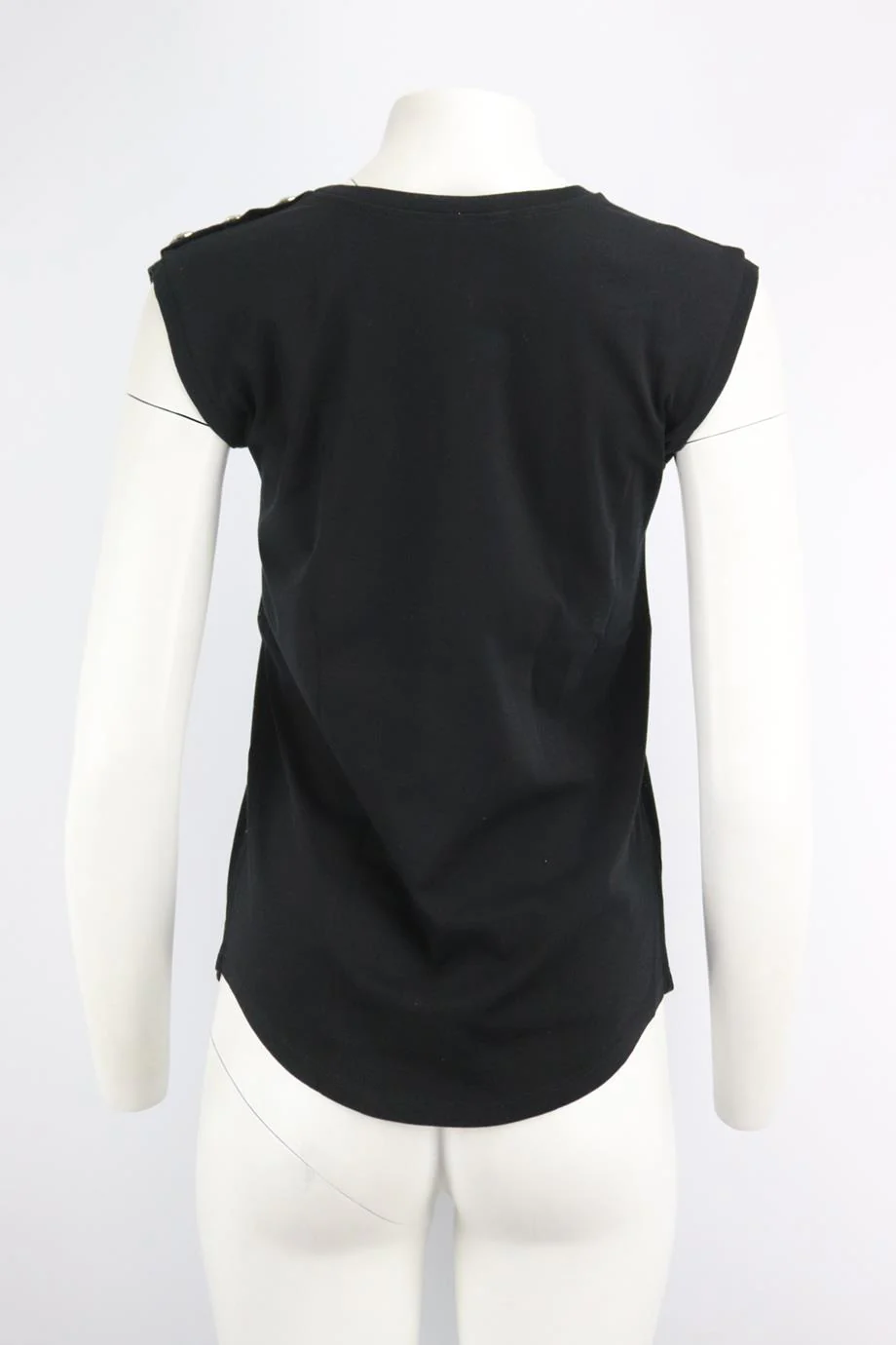 BALMAIN EMBELLISHED PRINTED COTTON JERSEY TOP FR 36 UK 8 - Image 4