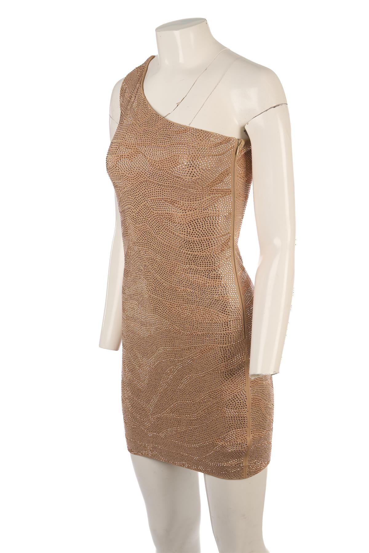 BALMAIN GOLD CRYSTAL MINI DRESS FR 36 UK 8 - Image 3