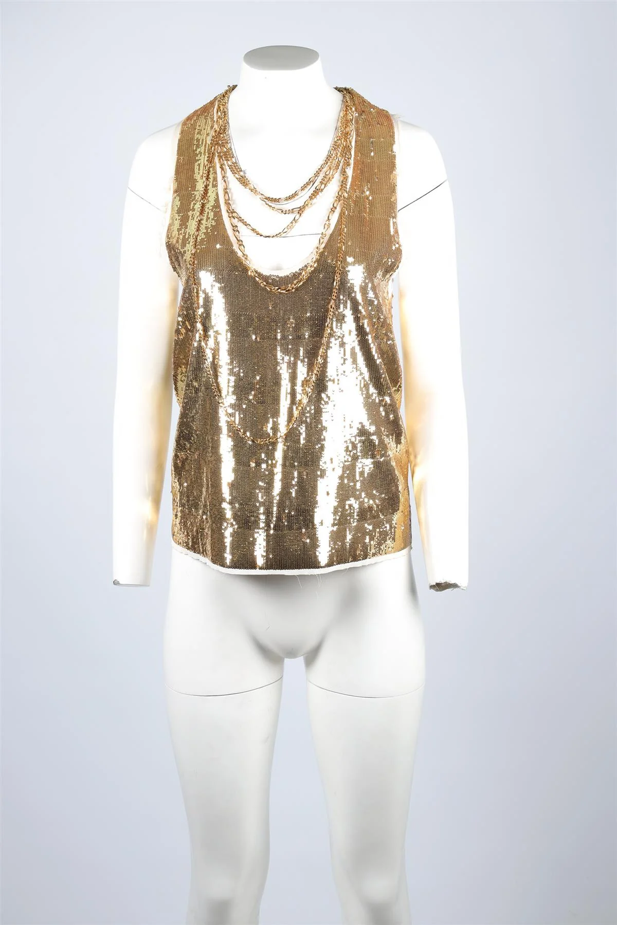 BALMAIN GOLD SEQUIN TOP FR 34 UK 6 - Image 2