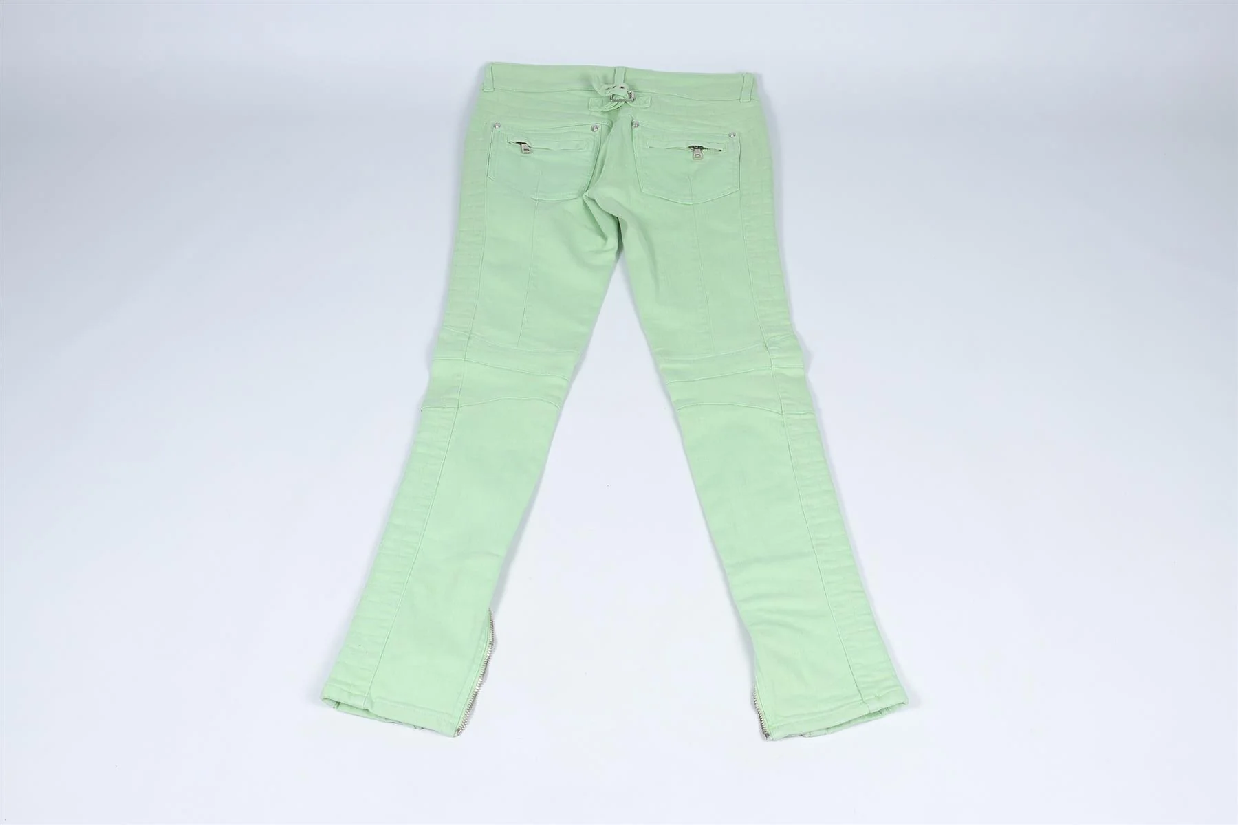 BALMAIN GREEN LOW RISE SKINNY JEANS FR 36 UK 8 - Image 5
