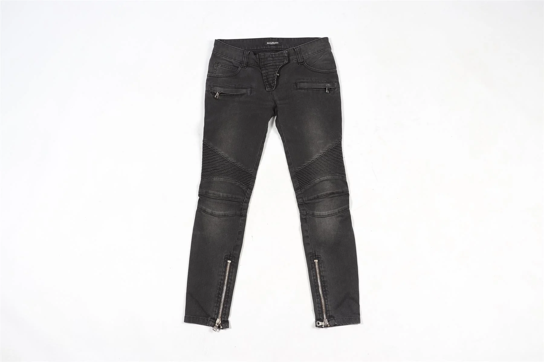 BALMAIN GREY LOW RISE SKINNY JEANS FR 34 UK 6 - Image 2